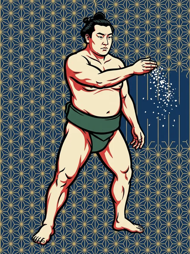 AI-generated illustration of a representative sumo wrestler. Not a photograph or a likeness of Haji Kazuo.