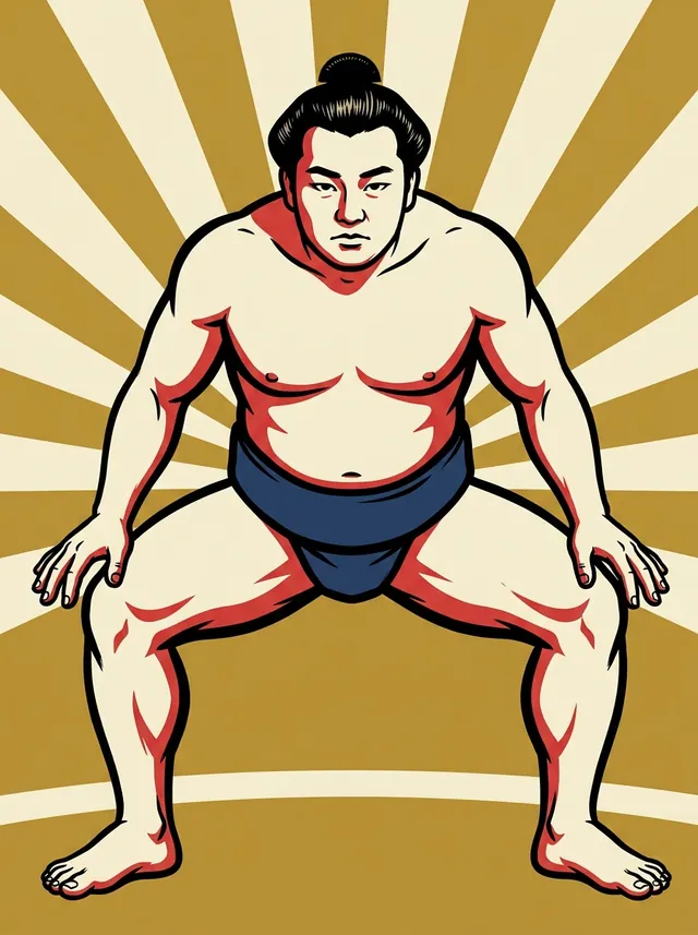 AI-generated illustration of a representative sumo wrestler. Not a photograph or a likeness of Kuniwaka Kazuo.