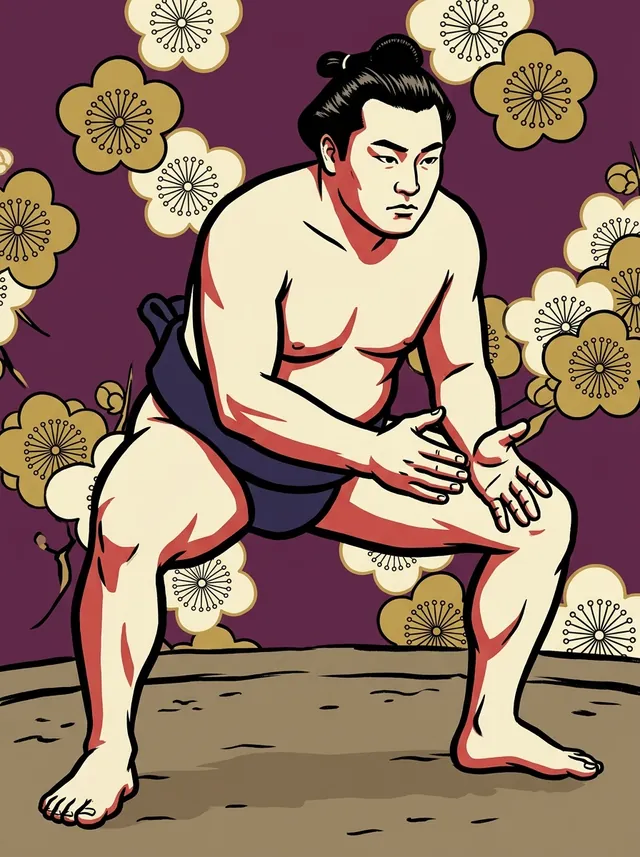 AI-generated illustration of a representative sumo wrestler. Not a photograph or a likeness of Tarumi Masao.