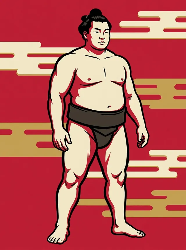 AI-generated illustration of a representative sumo wrestler. Not a photograph or a likeness of Shima.