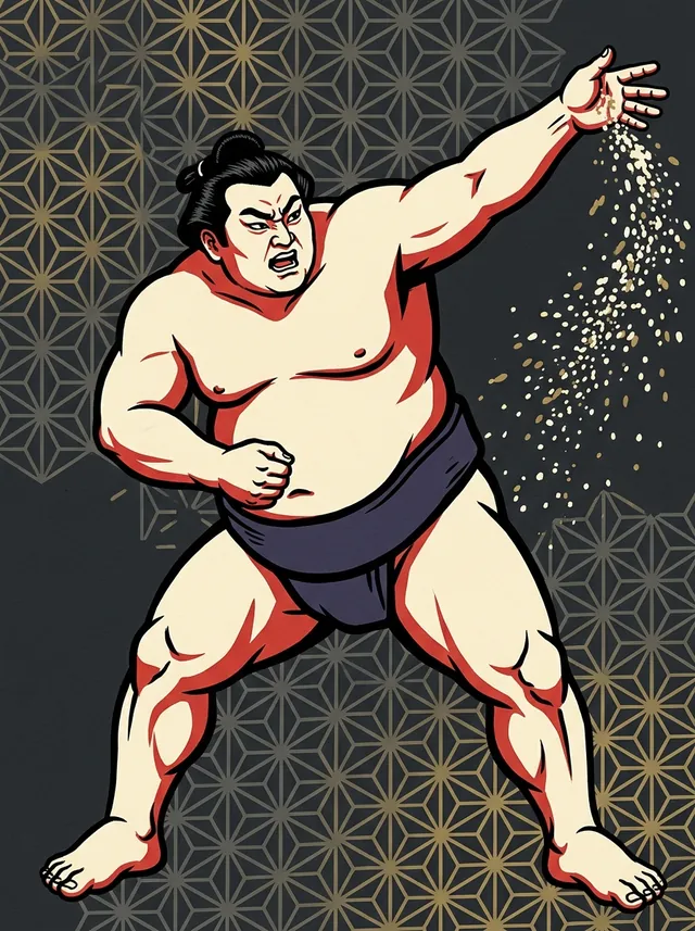 AI-generated illustration of a representative sumo wrestler. Not a photograph or a likeness of Wakasegawa Yoshimitsu.