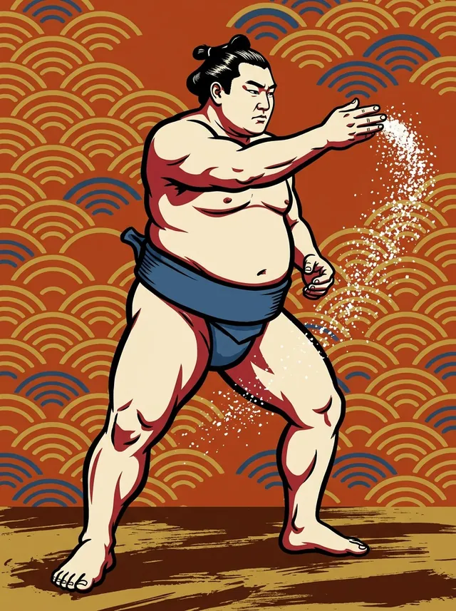 AI-generated illustration of a representative sumo wrestler. Not a photograph or a likeness of Wakatosho Toshio.