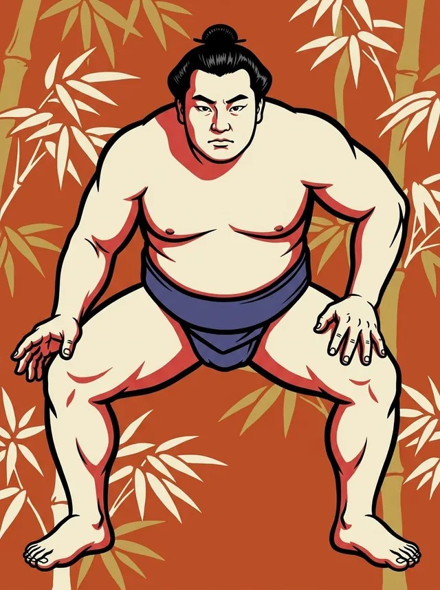AI-generated illustration of a representative sumo wrestler. Not a photograph or a likeness of Wakahayato Koji.