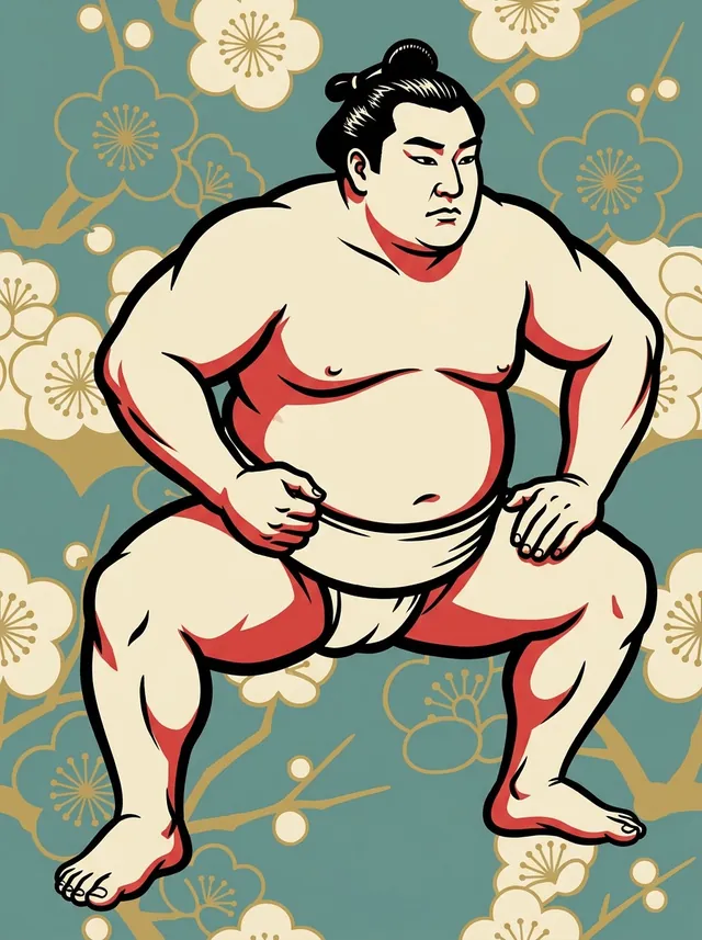 AI-generated illustration of a representative sumo wrestler. Not a photograph or a likeness of Niigiyama Tadashi.