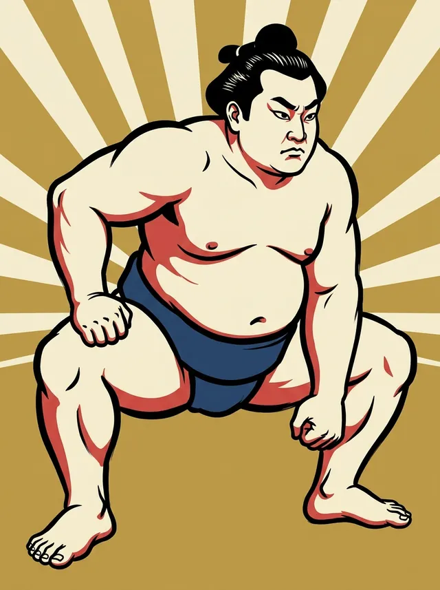 AI-generated illustration of a representative sumo wrestler. Not a photograph or a likeness of Fujitayama Tadayoshi.