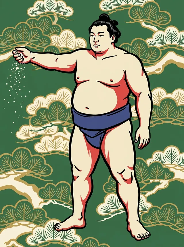 AI-generated illustration of a representative sumo wrestler. Not a photograph or a likeness of Shinshuzan Yoshikane.