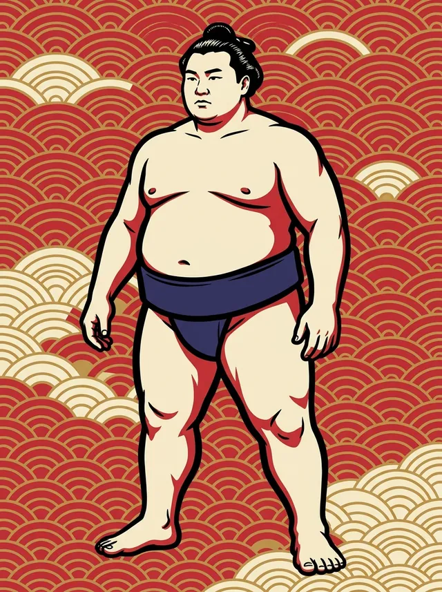 AI-generated illustration of a representative sumo wrestler. Not a photograph or a likeness of Akagiyama Akira.