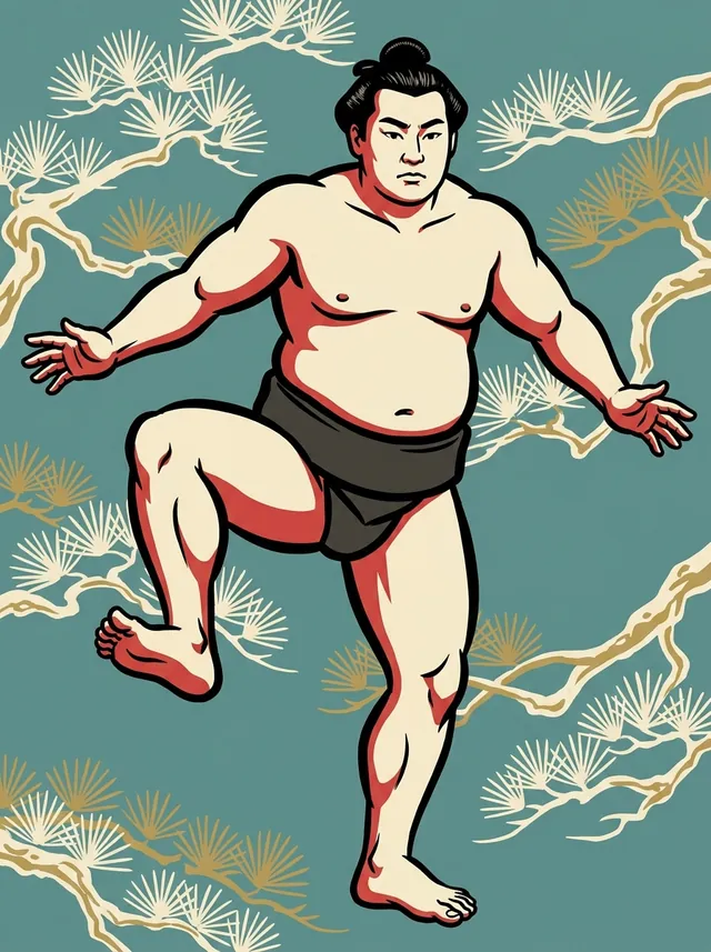 AI-generated illustration of a representative sumo wrestler. Not a photograph or a likeness of Oiteyama Hirokuni.