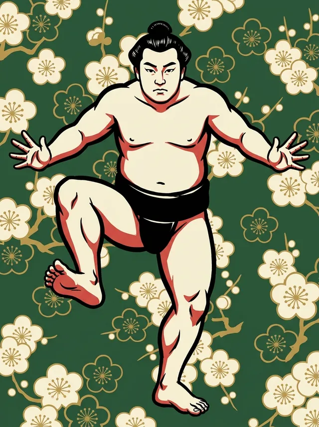 AI-generated illustration of a representative sumo wrestler. Not a photograph or a likeness of Mutsunohana Ryoichi.