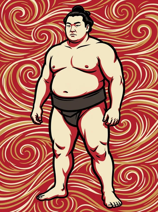 AI-generated illustration of a representative sumo wrestler. Not a photograph or a likeness of Bochozan Genji.