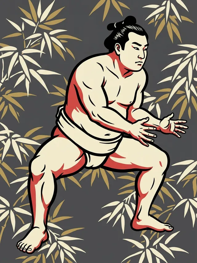 AI-generated illustration of a representative sumo wrestler. Not a photograph or a likeness of Tomitahama Masaji.