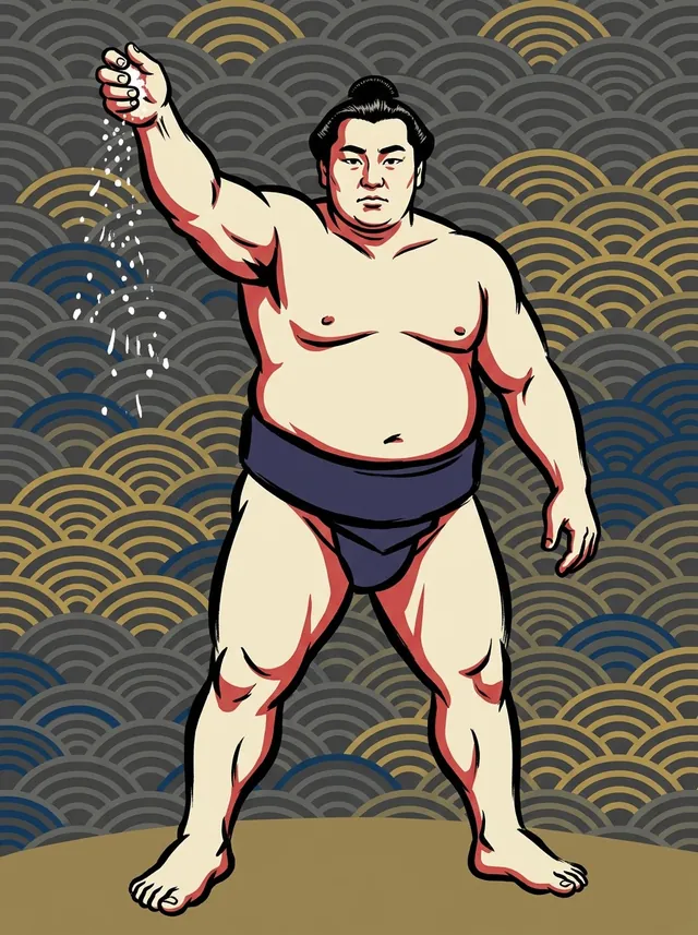 AI-generated illustration of a representative sumo wrestler. Not a photograph or a likeness of Raikozan Yoshitane.
