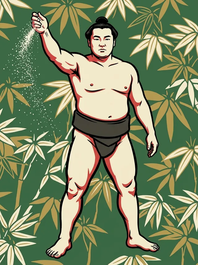 AI-generated illustration of a representative sumo wrestler. Not a photograph or a likeness of Kasumigaura Tadao.