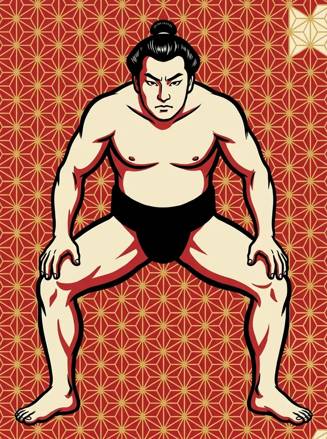 AI-generated illustration of a representative sumo wrestler. Not a photograph or a likeness of Tobishima Tadashi.