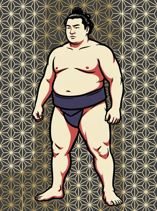 AI-generated illustration of a representative sumo wrestler. Not a photograph or a likeness of Kinoarashi Kazutoshi.