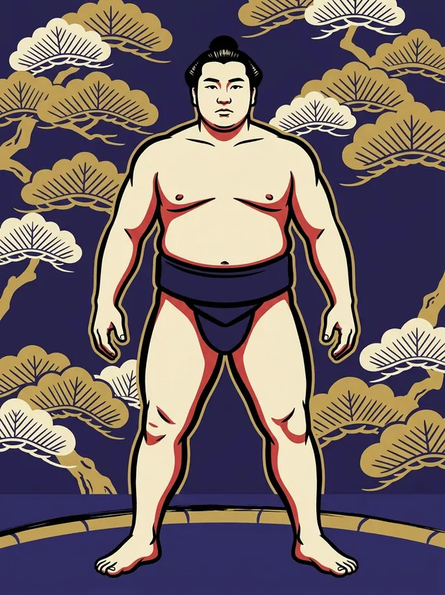 AI-generated illustration of a representative sumo wrestler. Not a photograph or a likeness of Chitosegawa.
