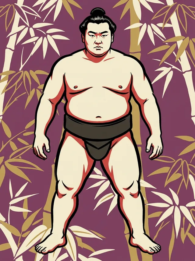 AI-generated illustration of a representative sumo wrestler. Not a photograph or a likeness of Fukuzono Yoichiro.
