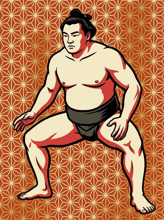 AI-generated illustration of a representative sumo wrestler. Not a photograph or a likeness of Tsurumiyama Tomohiro.
