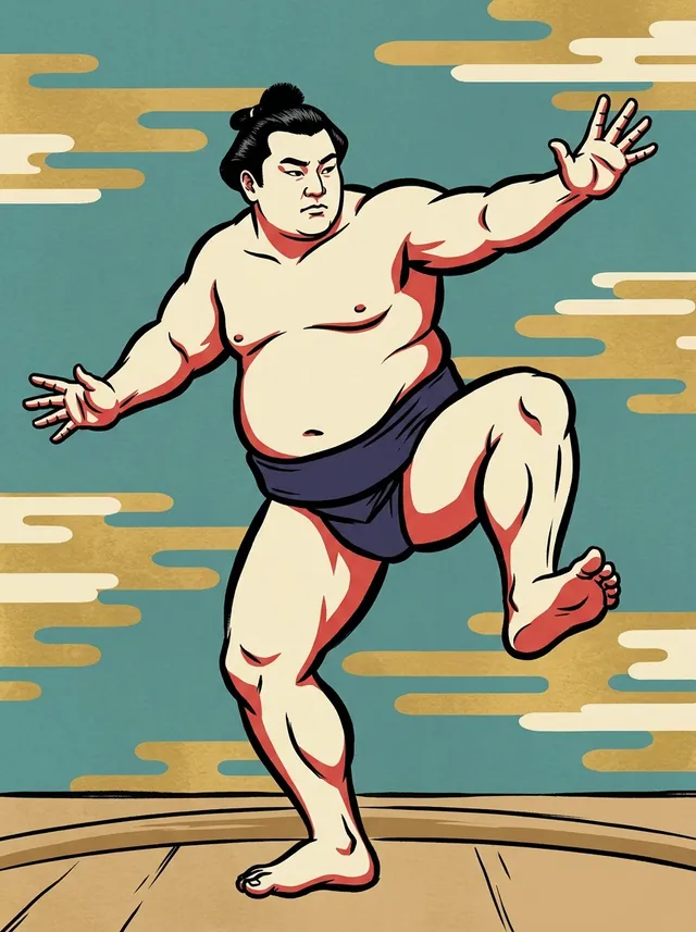 AI-generated illustration of a representative sumo wrestler. Not a photograph or a likeness of Yakatayama Kazue.