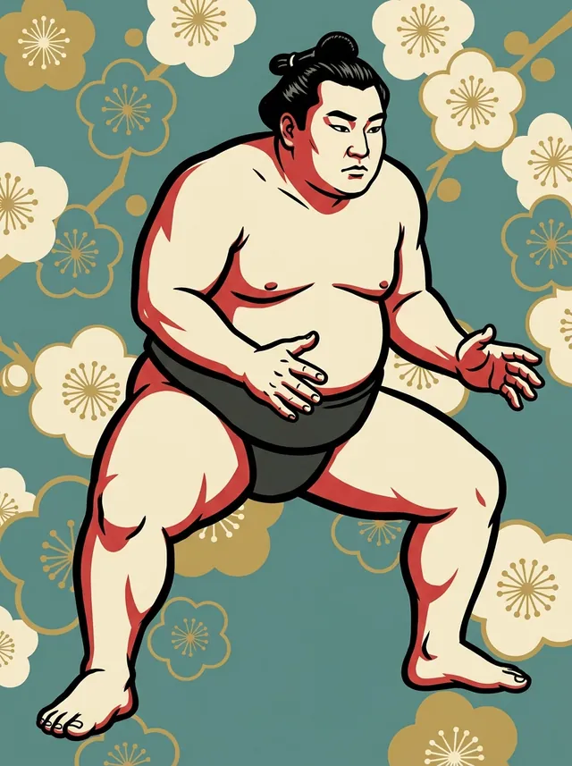 AI-generated illustration of a representative sumo wrestler. Not a photograph or a likeness of Dewahayate Ryuji.