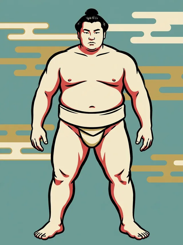 AI-generated illustration of a representative sumo wrestler. Not a photograph or a likeness of Zenshinyama Ryota.