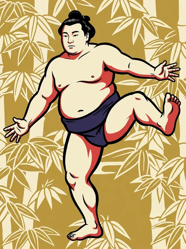 AI-generated illustration of a representative sumo wrestler. Not a photograph or a likeness of Joshoyu Atsushi.