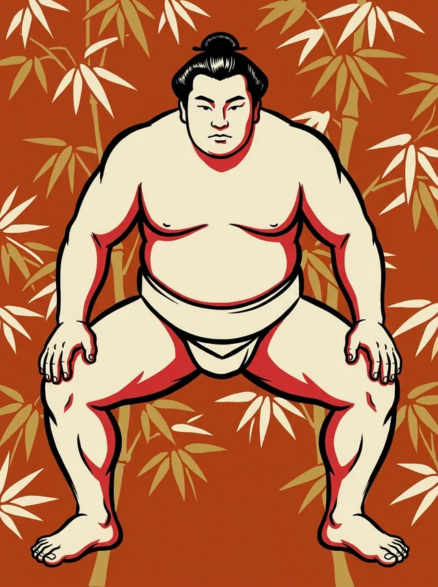 AI-generated illustration of a representative sumo wrestler. Not a photograph or a likeness of Kasugao Katsumasa.