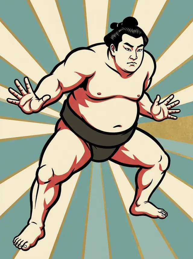 AI-generated illustration of a representative sumo wrestler. Not a photograph or a likeness of Kinbozan Haruki.