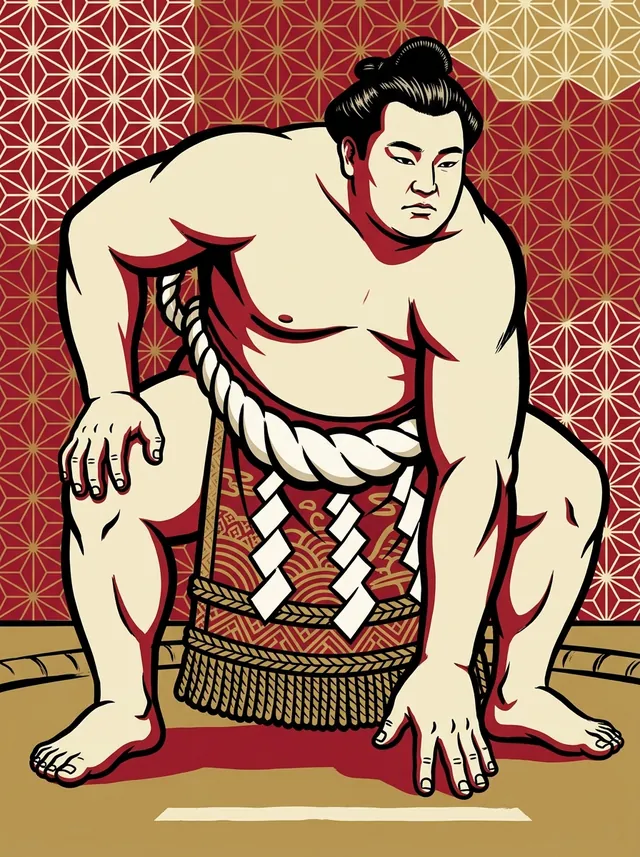 AI-generated illustration of a representative sumo wrestler. Not a photograph or a likeness of Kisenosato Yutaka.