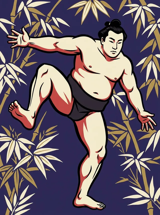 AI-generated illustration of a representative sumo wrestler. Not a photograph or a likeness of Kitaazuma Kiyoshi.
