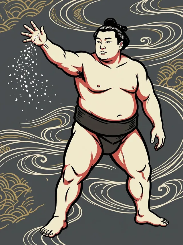 AI-generated illustration of a representative sumo wrestler. Not a photograph or a likeness of Kitakasuga Ikko.