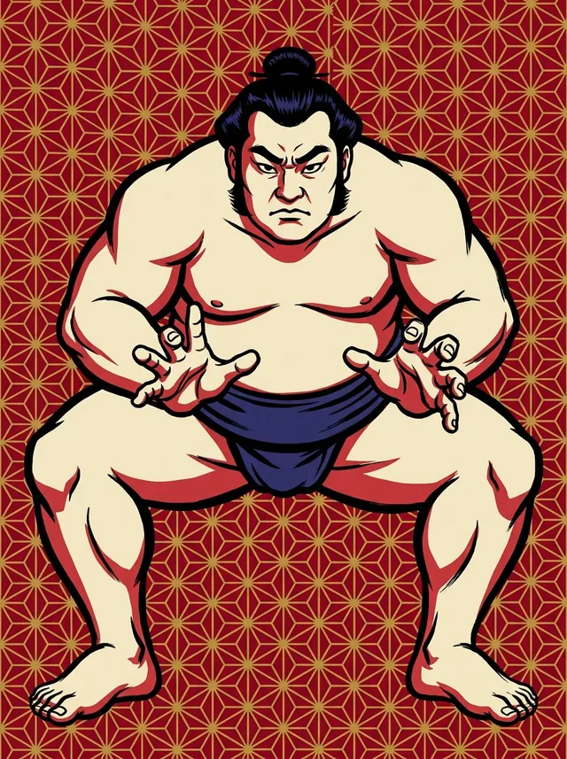 AI-generated illustration of a representative sumo wrestler. Not a photograph or a likeness of Kiyonohana Oyo.