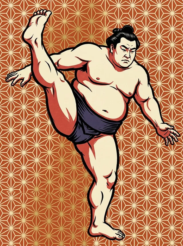 AI-generated illustration of a representative sumo wrestler. Not a photograph or a likeness of Konishiki Yasokichi.