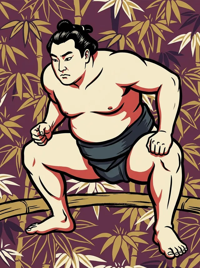 AI-generated illustration of a representative sumo wrestler. Not a photograph or a likeness of Koraiyama Yoshisuke.