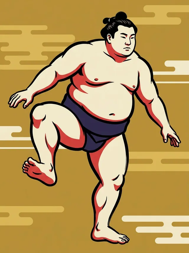 AI-generated illustration of a representative sumo wrestler. Not a photograph or a likeness of Kosei Ko.