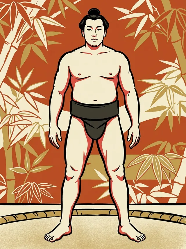 AI-generated illustration of a representative sumo wrestler. Not a photograph or a likeness of Kotoosako Shigeaki.