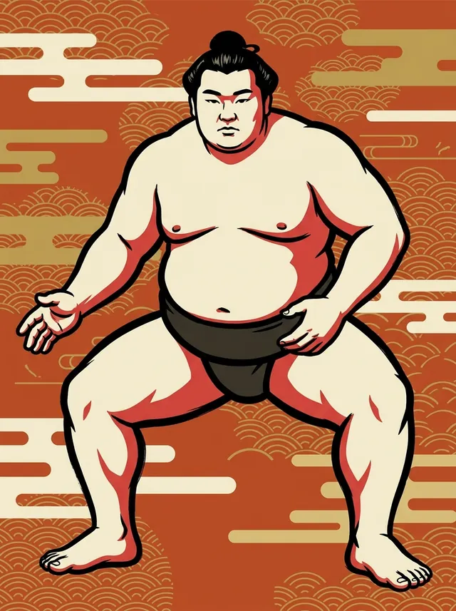 AI-generated illustration of a representative sumo wrestler. Not a photograph or a likeness of Kotooshu Katsunori.