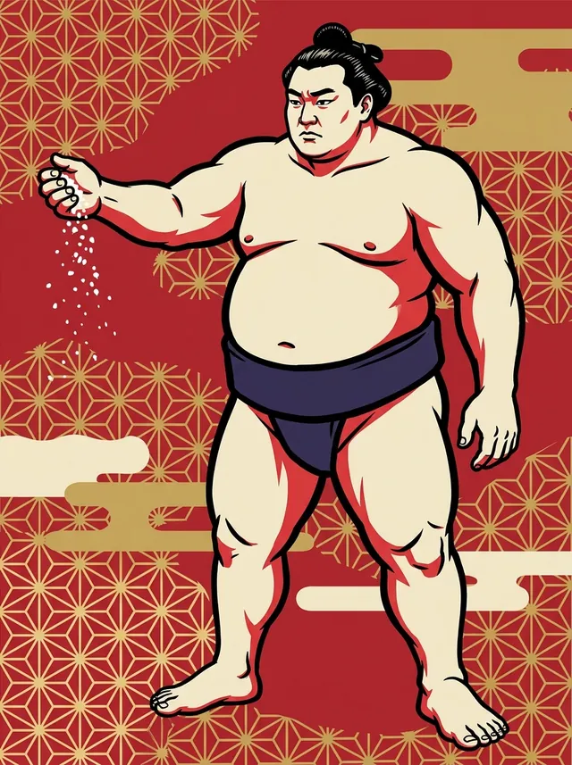 AI-generated illustration of a representative sumo wrestler. Not a photograph or a likeness of Kuniazuma Ryu.