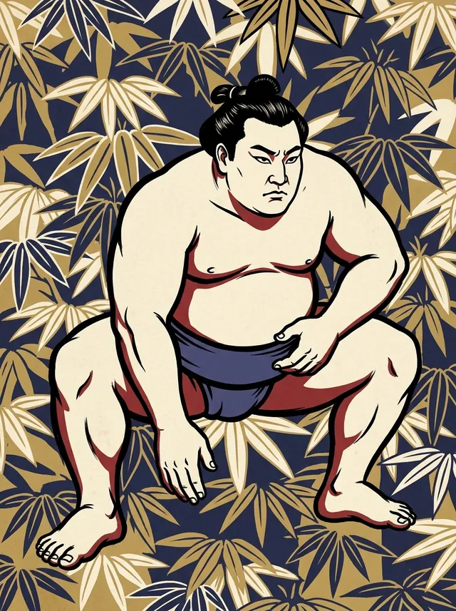 AI-generated illustration of a representative sumo wrestler. Not a photograph or a likeness of Kyokutenho Masaru.