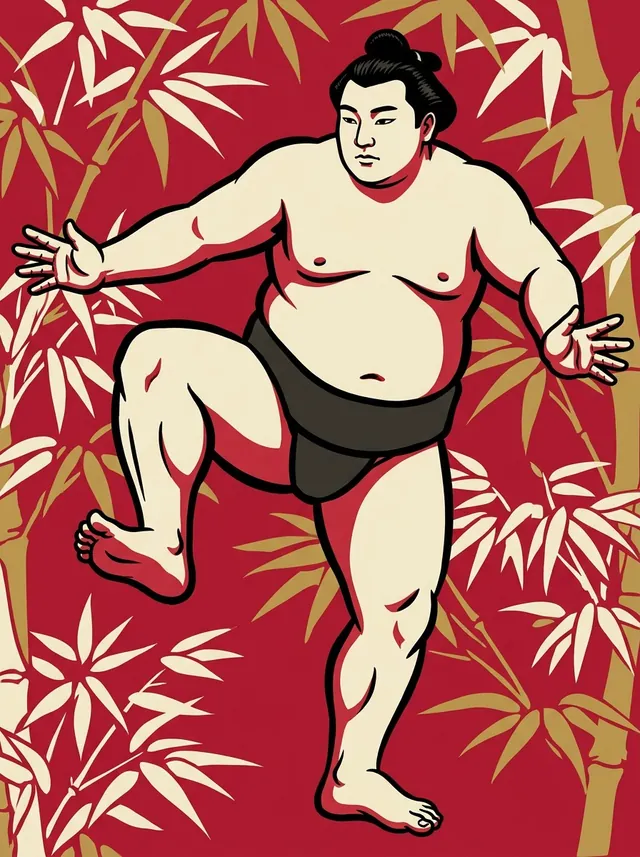 AI-generated illustration of a representative sumo wrestler. Not a photograph or a likeness of Maedaiko Ichiro.