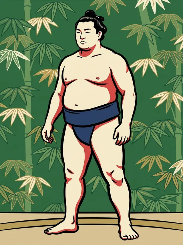 AI-generated illustration of a representative sumo wrestler. Not a photograph or a likeness of Muryu.