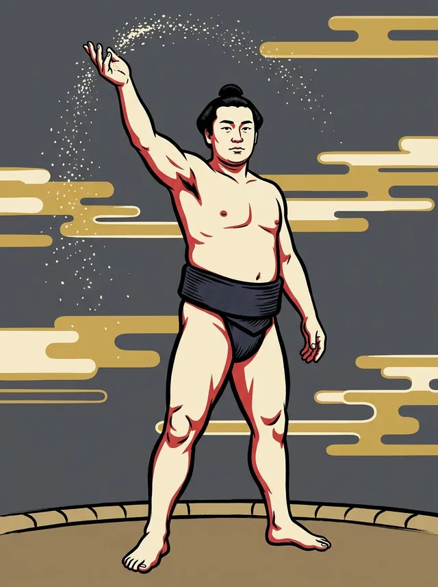 AI-generated illustration of a representative sumo wrestler. Not a photograph or a likeness of Nanfu Kenzo.