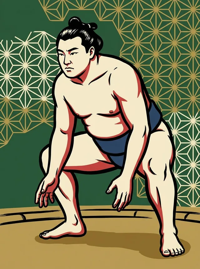 AI-generated illustration of a representative sumo wrestler. Not a photograph or a likeness of Nankaiyama Shigehide.