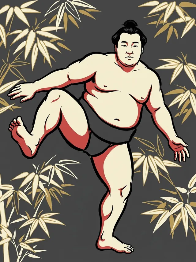 AI-generated illustration of a representative sumo wrestler. Not a photograph or a likeness of Nanzan Shuko.