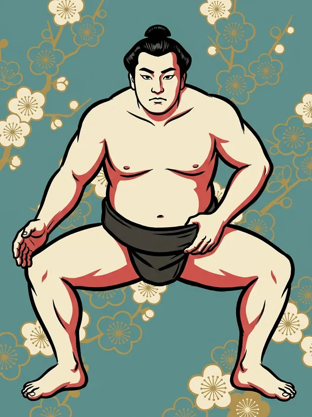 AI-generated illustration of a representative sumo wrestler. Not a photograph or a likeness of Oniarashi Chikara.