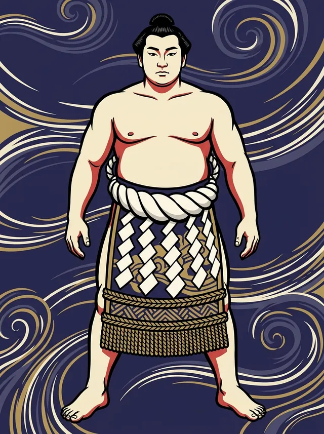 AI-generated illustration of a representative sumo wrestler. Not a photograph or a likeness of Onishiki Daigoro.