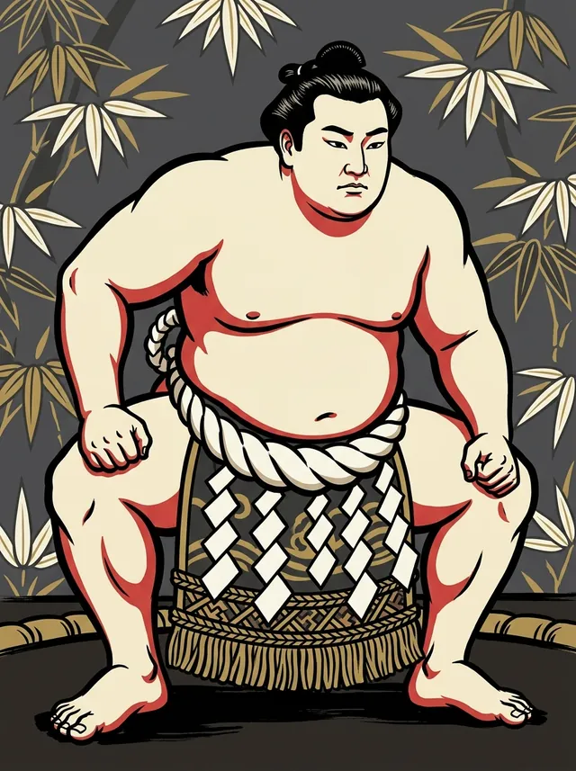 AI-generated illustration of a representative sumo wrestler. Not a photograph or a likeness of Tanikaze Kajinosuke.