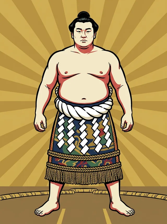 AI-generated illustration of a representative sumo wrestler. Not a photograph or a likeness of Onogawa Saisuke.