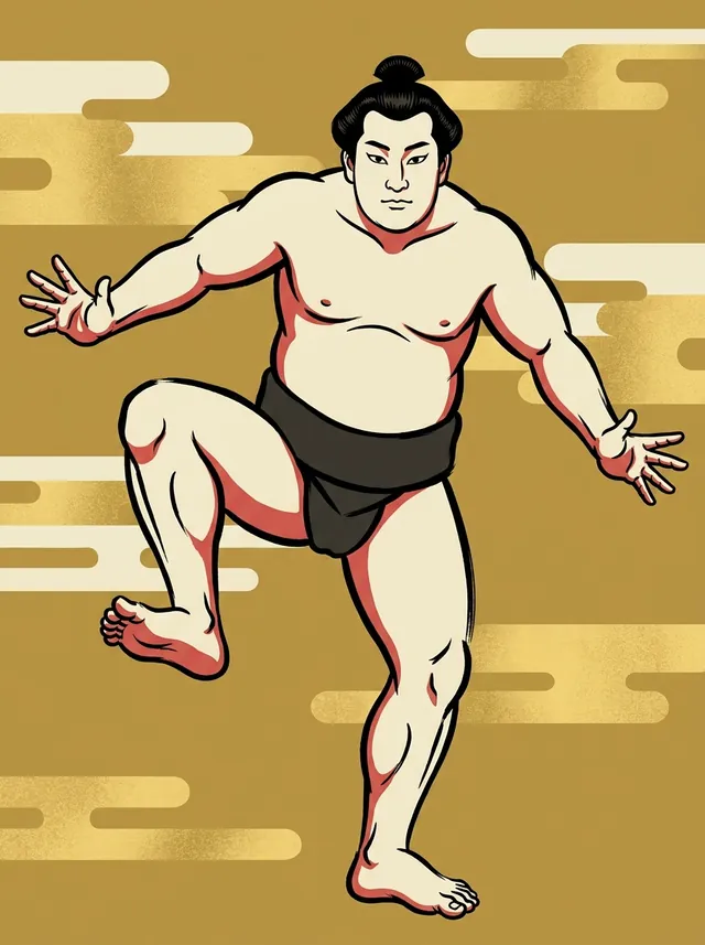 AI-generated illustration of a representative sumo wrestler. Not a photograph or a likeness of Tamagaki Gakunosuke.