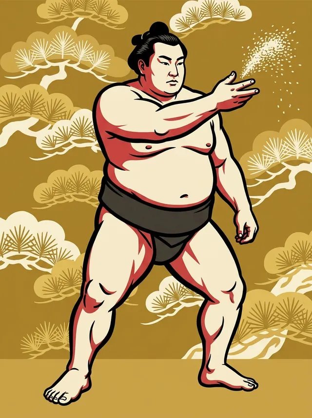 AI-generated illustration of a representative sumo wrestler. Not a photograph or a likeness of Oitekaze Kitaro.